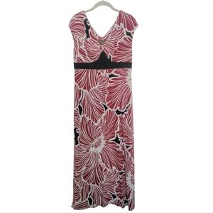 Tommy Bahama Maxi Dress Jersey Knit Cap Sleeve Floral Hibuscus Tropical MD